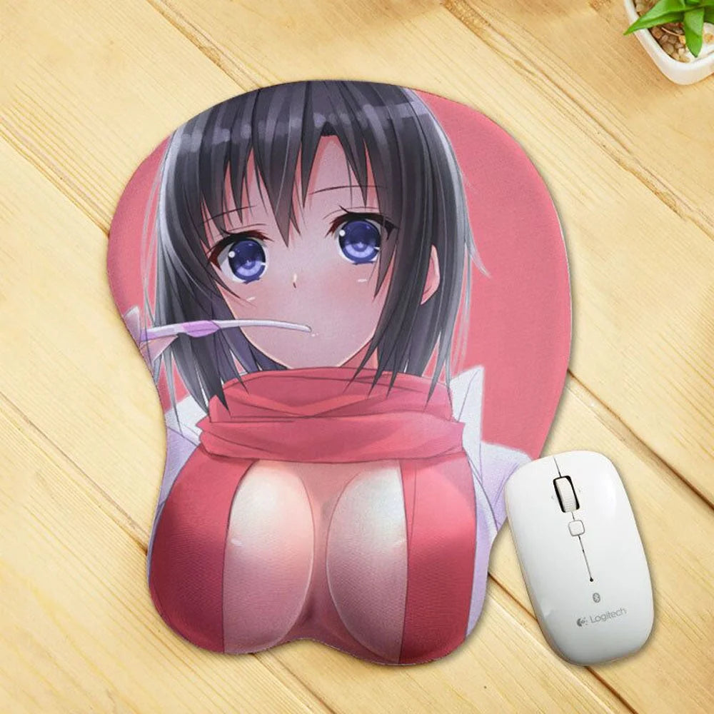 Cartoon anime girl 3D silicone wrist rest gaming mousepad
