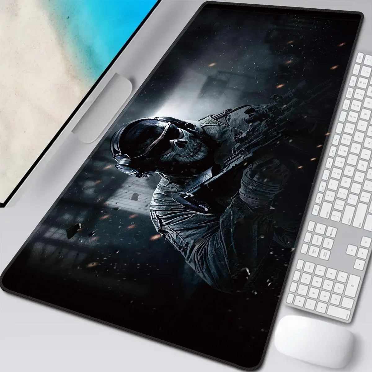 Skull soldier tactical space gaming desk mat