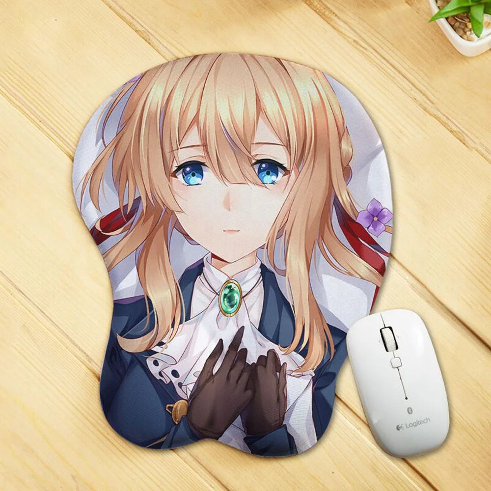 Cartoon anime girl 3D silicone wrist rest gaming mousepad