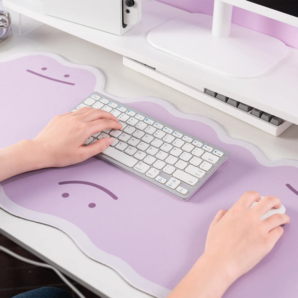Oversized pink gaming mouse pad thick stitched edge desk mat